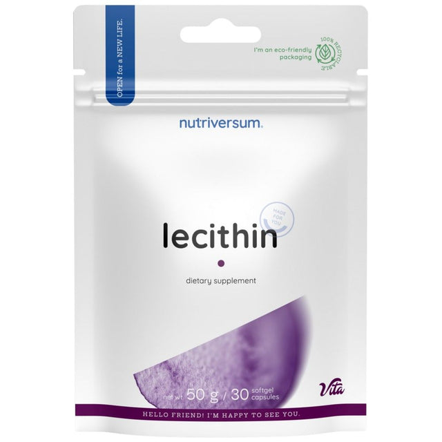 Lecithin 1200 mg | From Soybean Oil - 30 Гел капсули  Nutriversum - Nutra Best Bulgaria