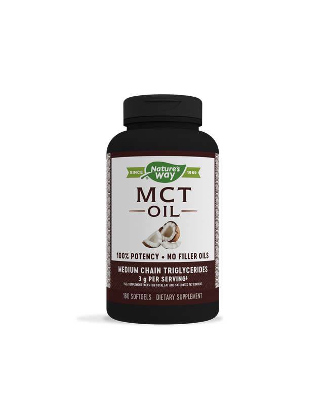 MCT Oil / Средноверижни триглицериди от кокосово масло x 180 софтгел капсули Nature’s Way  Nature’s Way - Nutra Best Bulgaria