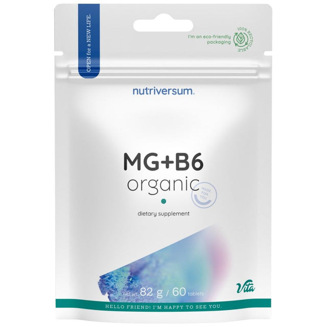 MG + B6 | Organic Magnesium + Vitamin B6 - 60 Таблетки  Nutriversum - Nutra Best Bulgaria