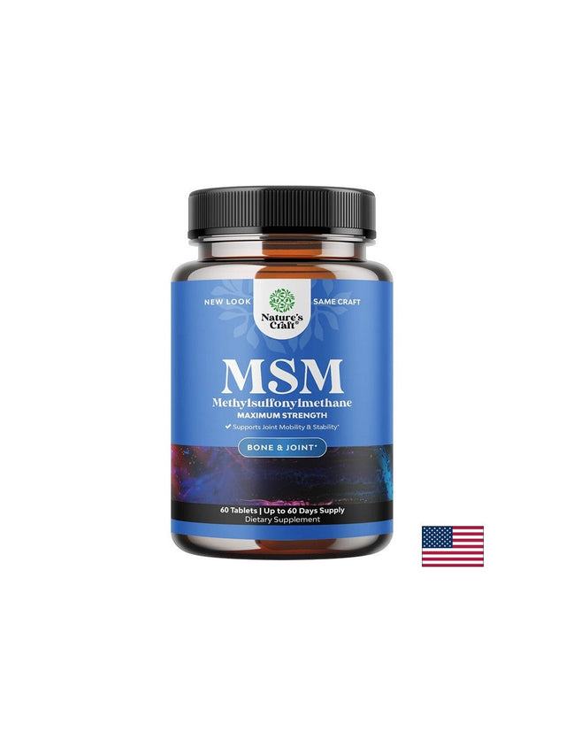 MSM – При болки и скованост в ставите, 1000 mg, 60 таблетки  Nature's craft - Nutra Best Bulgaria