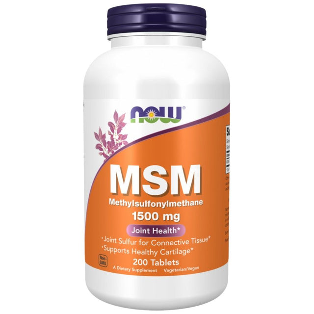 MSM 1500 mg - 200 Таблетки  NOW Foods - Nutra Best Bulgaria