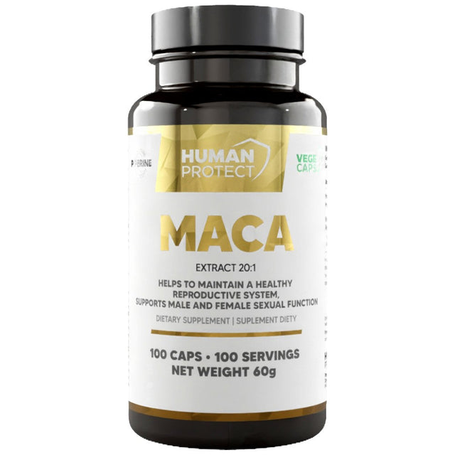 Maca 500 mg | with Black Pepper Extract - 100 капсули  Human Protect - Nutra Best Bulgaria