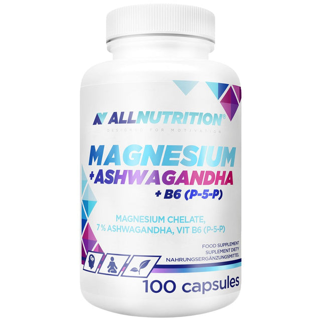 Magnesium Chelate + Ashwagandha + B6 P-5-P - 100 капсули  AllNutrition - Nutra Best Bulgaria