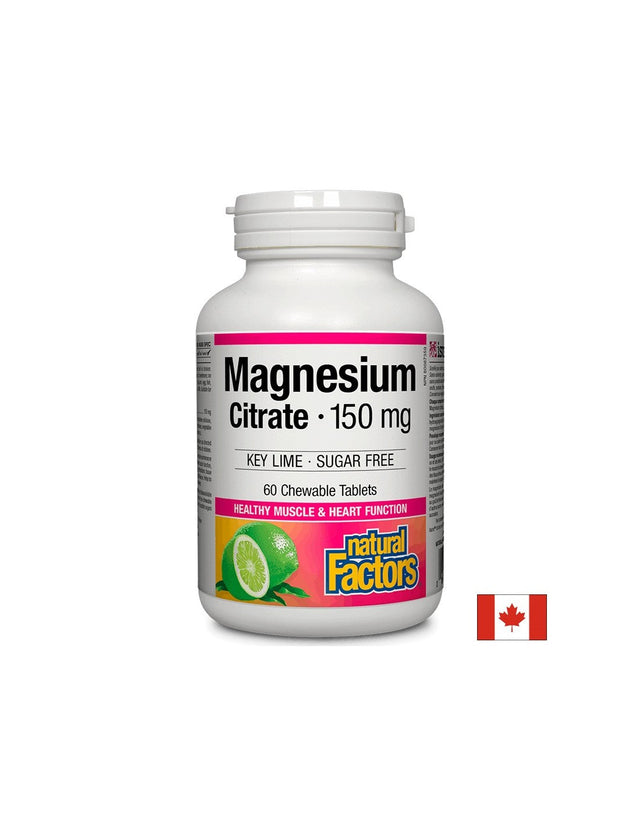 Magnesium Citrate 150 mg - 60 Дъвчащи таблетки  Natural Factors - Nutra Best Bulgaria