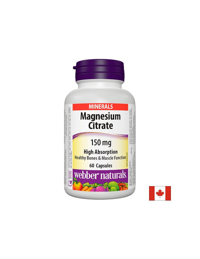 Magnesium Citrate / Магнезий цитрат /С висока абсорбция/ 150 mg, 60 капсули Webber Naturals  Webber Naturals - Nutra Best Bulgaria
