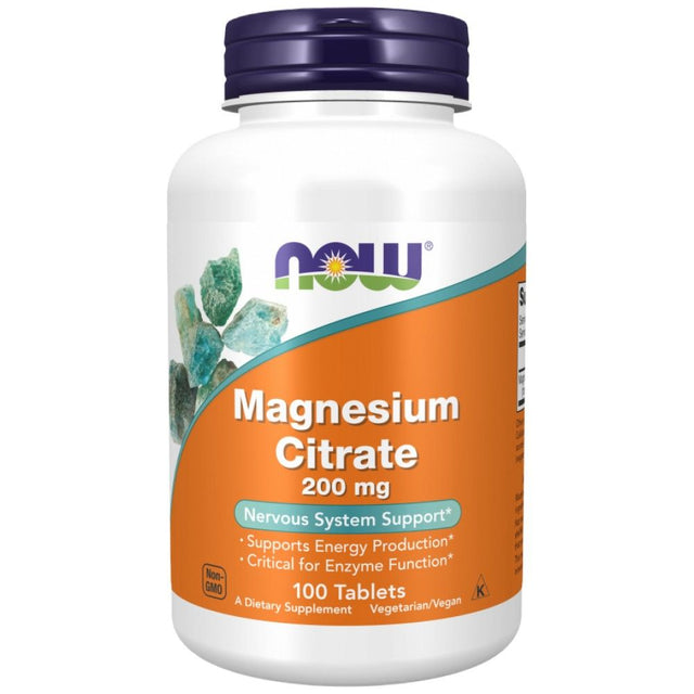 Magnesium Citrate 200 mg - 100 Таблетки  NOW Foods - Nutra Best Bulgaria