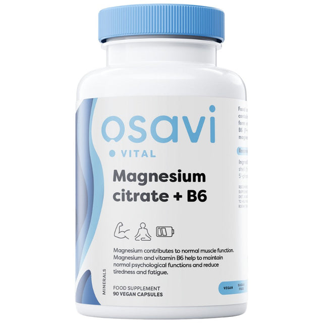 Magnesium Citrate 375 mg + B6 | P-5-P - 90 капсули  Osavi - Nutra Best Bulgaria