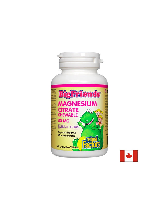 Magnesium Citrate Big Friends 50 mg - 60 Дъвчащи таблетки  Natural Factors - Nutra Best Bulgaria