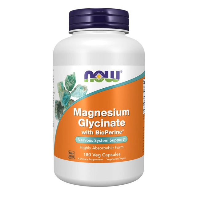 Magnesium Glycinate with BioPerine® - 180 капсули  NOW Foods - Nutra Best Bulgaria