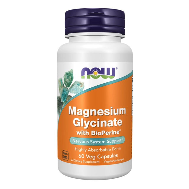 Magnesium Glycinate with BioPerine® - 60 капсули  NOW Foods - Nutra Best Bulgaria
