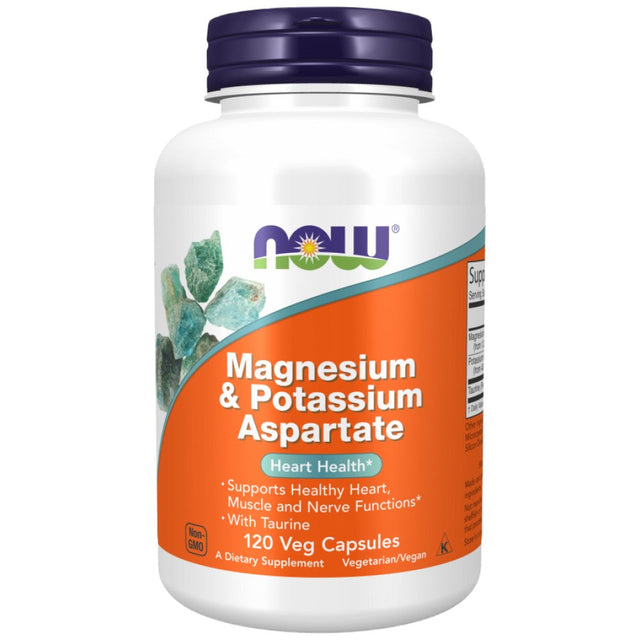 Magnesium & Potassium Aspartate - 120 капсули  NOW Foods - Nutra Best Bulgaria