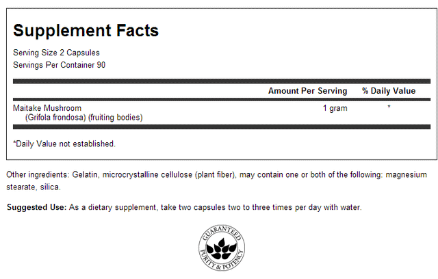 Maitake Mushroom 500 mg 180 капсули  Swanson - Nutra Best Bulgaria