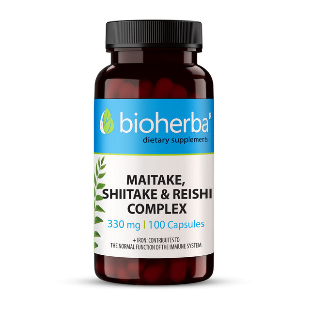 Maitake, Shiitake, Reishi Complex 330mg - 100 капсули  Bioherba - Nutra Best Bulgaria