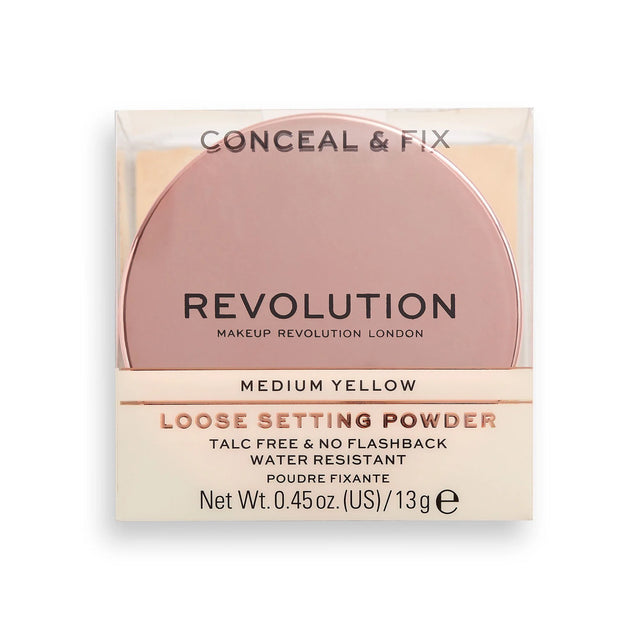 Makeup Revolution, Conceal & Fix, Vegan, Loose Setting Powder, Medium Yellow, 13 g  Makeup Revolution - Nutra Best Bulgaria