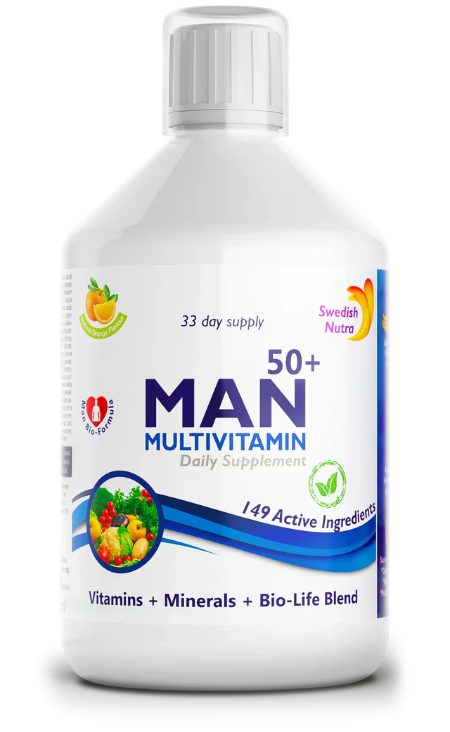 Man 50+ мултивитамини за мъже с колаген 1497 мг - 149 активни съставки /500 мл/  Swedish Nutra - Nutra Best Bulgaria