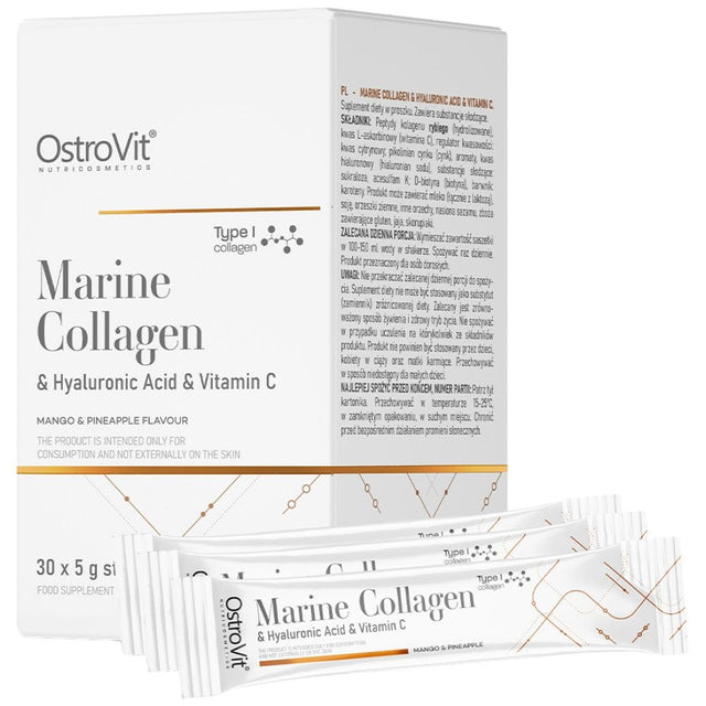 Marine Collagen & Hyaluronic Acid Powder | with Vitamin C - 200 грама  OstroVit - Nutra Best Bulgaria