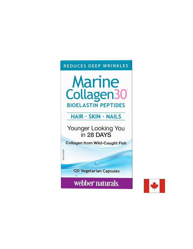 Marine Collagen30® Bioelastin peptides - Морски колаген с био еластинови пептиди, 120 капсули  Webber Naturals - Nutra Best Bulgaria
