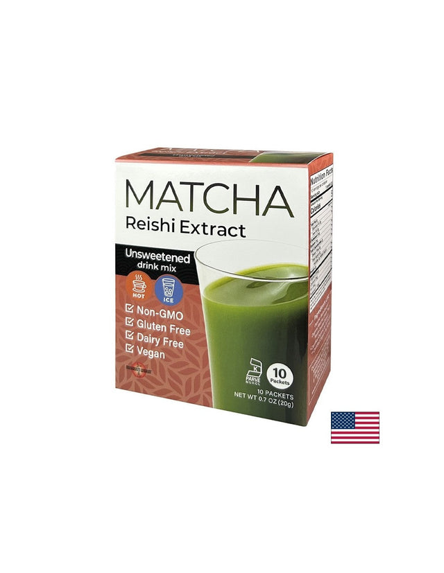 Матча с екстракт от гъба Рейши Matcha Reishi Extract, 10 пакетчета  Mushroom Wisdom - Nutra Best Bulgaria