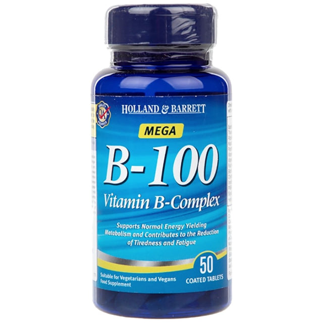 Mega B-100 / Vitamin B-Complex 50 каплети  Holland and Barrett - Nutra Best Bulgaria