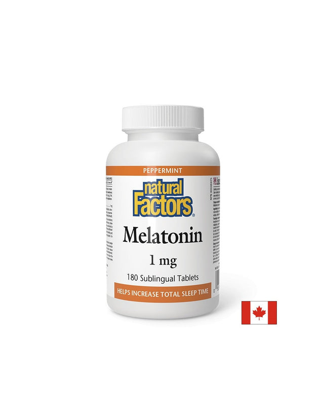 Melatonin 1 mg - 180 Подезични таблетки  Natural Factors - Nutra Best Bulgaria