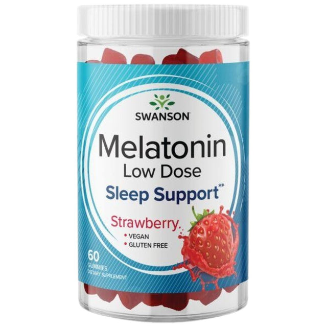 Melatonin Low Dose Gummies 1 mg | Strawberry - 60 Дъвчащи таблетки  Swanson - Nutra Best Bulgaria