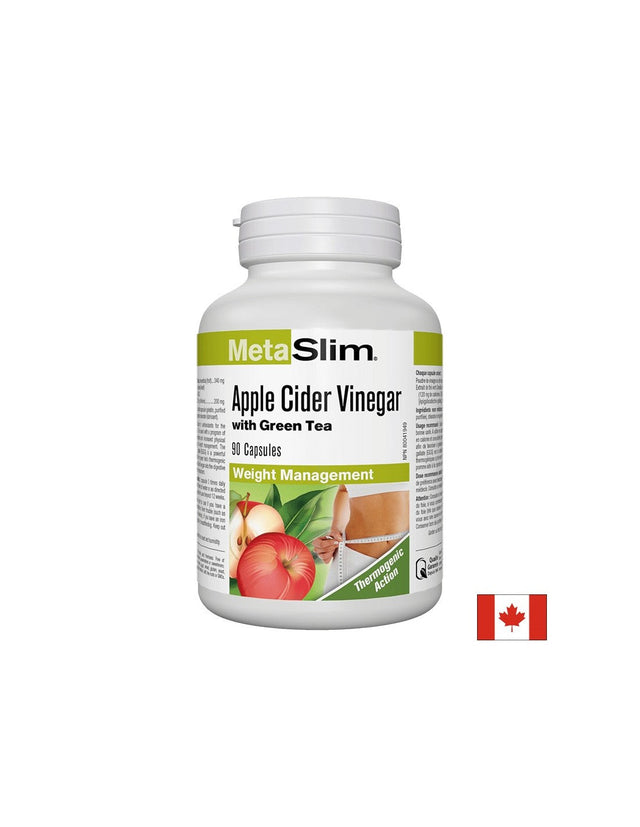 Metaslim® Apple Cider Vinegar - Ябълков оцет + Зелен чай, 90 капсули  Webber Naturals - Nutra Best Bulgaria
