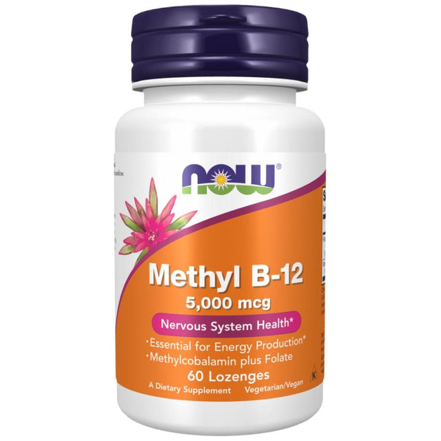 Methyl B-12 5000 mcg | with Folic Acid Quatrefolic® - 60 Подезични таблетки  NOW Foods - Nutra Best Bulgaria