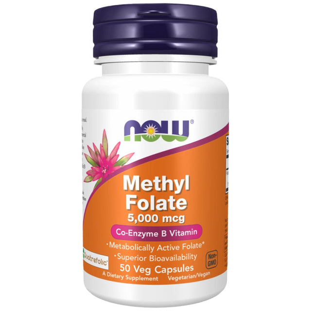 Methyl Folate 5000 mcg - 50 капсули  NOW Foods - Nutra Best Bulgaria