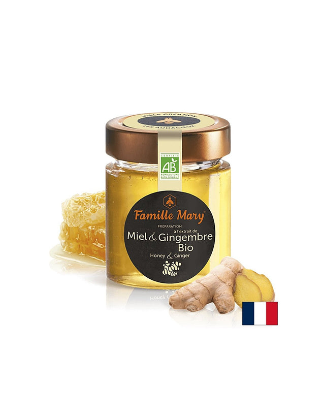 Пчелен акациев мед + Джинджифил БИО - Miel Gingembre BIO, 170 g  Famille Mary - Nutra Best Bulgaria