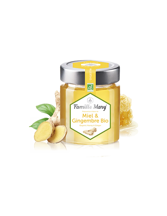 Miel & Gingembre Bio / Био акациев мед + джинджифил (за добро храносмилане), 170 g Famille Mary - Nutra Best