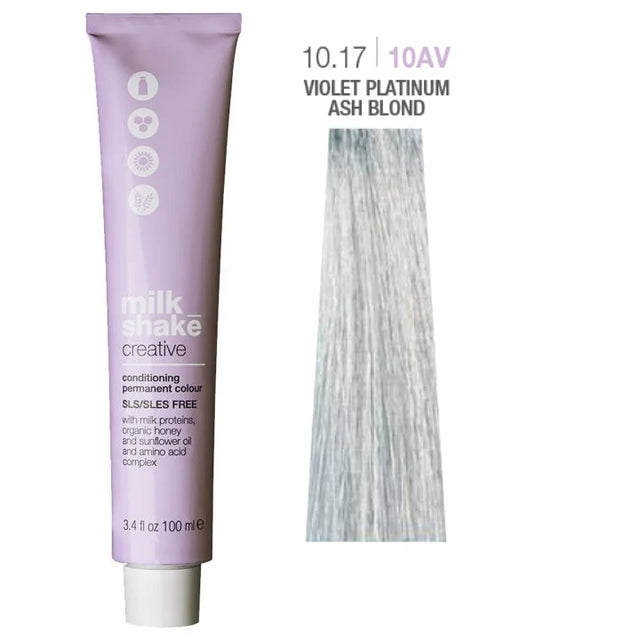 Milk Shake, Creative, SLS/SLES-Free, Permanent Hair Dye, 10.1710AV Violet Platinum Ash Blond, 100 ml  Milk Shake - Nutra Best Bulgaria