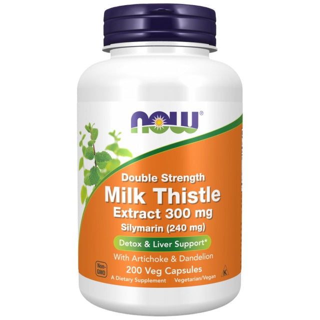 Milk Thistle - Silymarin Extract | Double Strength with Artichoke & Dandelion - 200 капсули  NOW Foods - Nutra Best Bulgaria