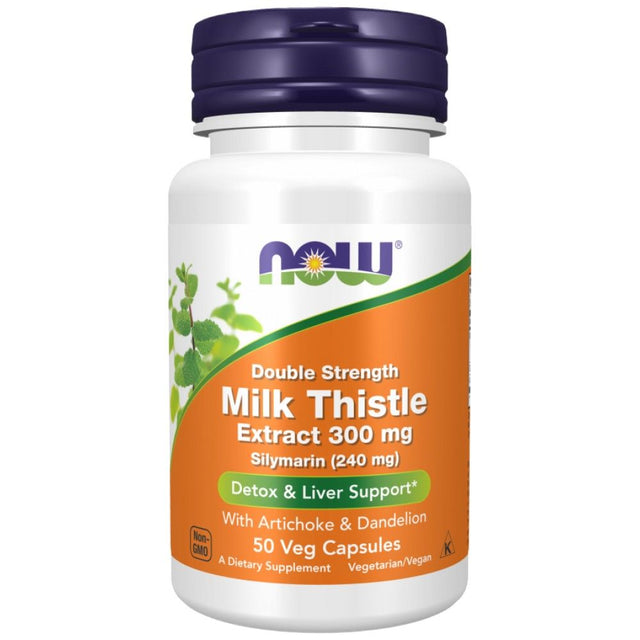 Milk Thistle - Silymarin Extract | Double Strength with Artichoke & Dandelion - 50 капсули  NOW Foods - Nutra Best Bulgaria