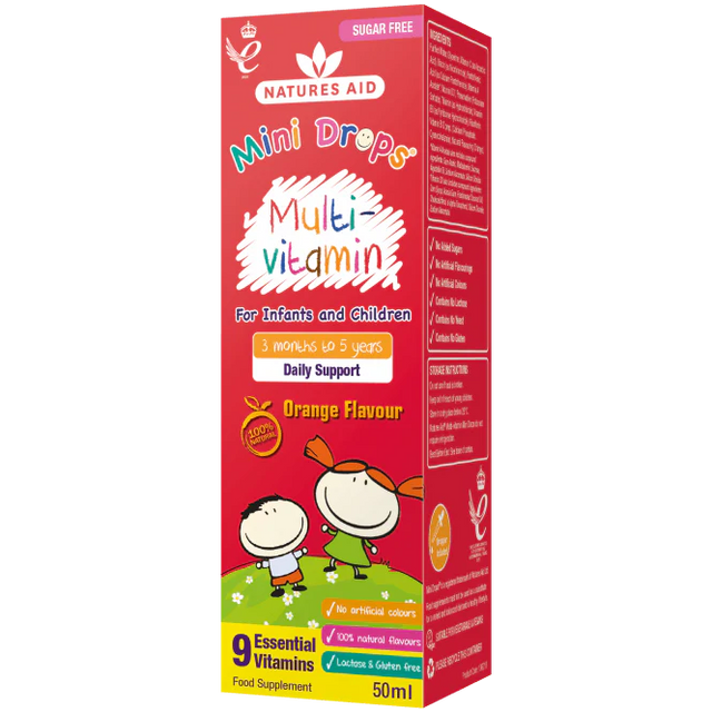 Мултивитаминни капки за деца (Mini Drops Multi-vitamin) 50мл NaturesAid - Nutra Best