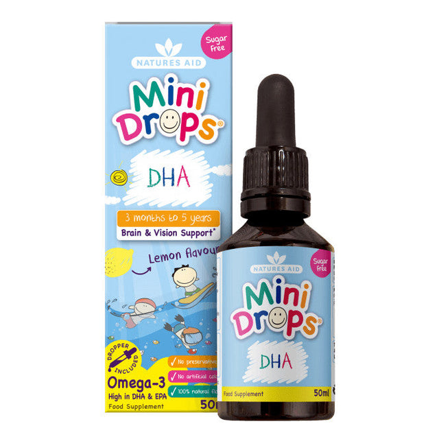 Mini Drops Omega 3 капки за бебета и деца 50ml  Natures Aid - Nutra Best Bulgaria