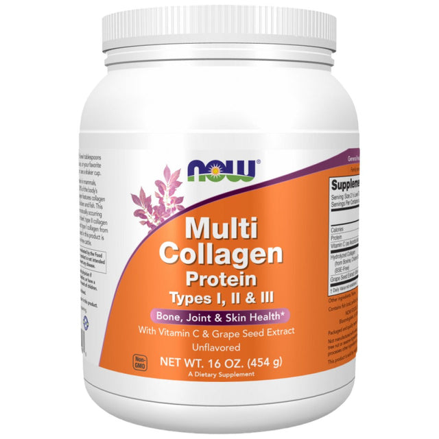 Multi Collagen Protein Types I, II & III Powder - 454 грама  NOW Foods - Nutra Best Bulgaria