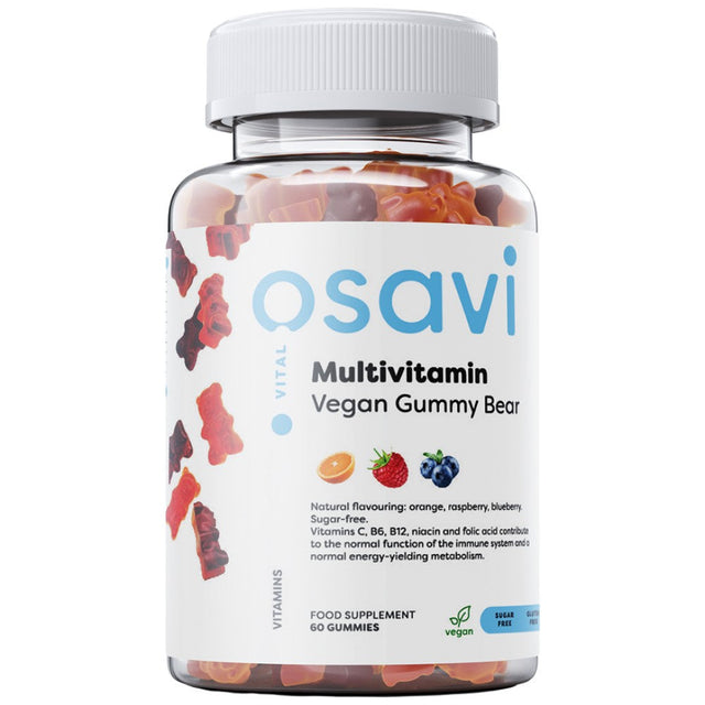 Multivitamin Vegan Gummy Bear | Orange, Raspberry, Blueberry - 60 желирани бонбони  Osavi - Nutra Best Bulgaria