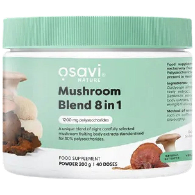Mushroom Blend 8 in 1 | Lion's Mane, Cordyceps, Reishi, Chaga, Maitake & Shiitake - 200 грама  Osavi - Nutra Best Bulgaria