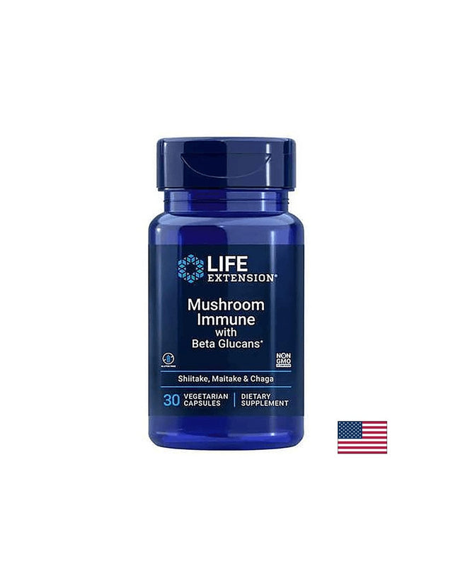 Mushroom Immune with Beta Glucans / Медицински гъби и бета глюкани, 30 капсули  Life Extension - Nutra Best Bulgaria