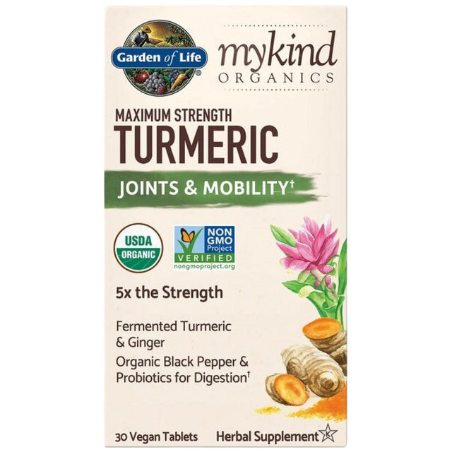 Mykind Organics | Maximum Strength Turmeric - 30 Таблетки  Garden Of Life - Nutra Best Bulgaria