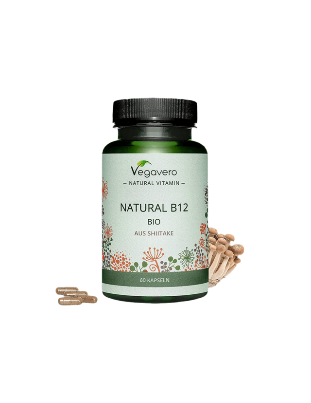 Natural B12 BIO aus Shiitake/ Витамин В12 (от био медицински гъби шийтаке), 60 капсули, 100% Vegan Vegavero  Vegavero - Nutra Best Bulgaria
