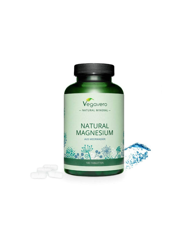 Natural Magnesium/ Натурален морски магнезий, 180 таблетки, 100% Vegan Vegavero  Vegavero - Nutra Best Bulgaria