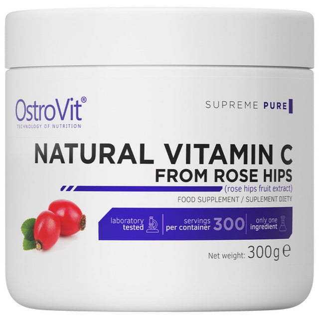 Natural Vitamin C Powder / from Rose Hips 300 грама  OstroVit - Nutra Best Bulgaria
