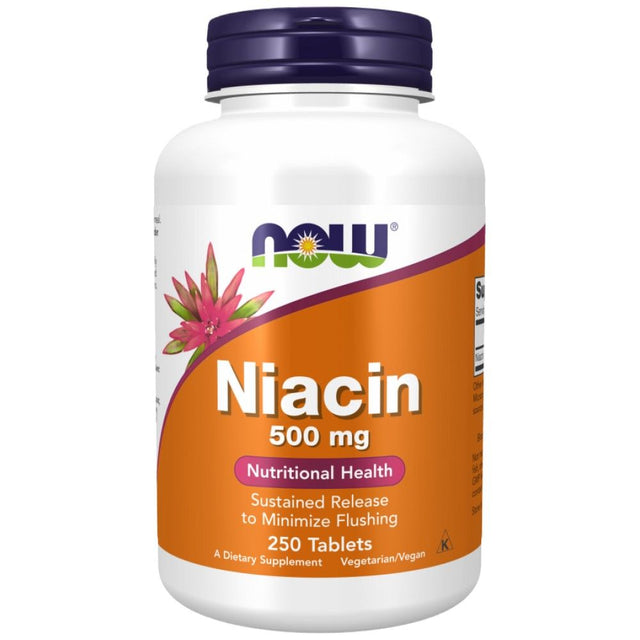 Niacin 500 mg - 250 Таблетки  NOW Foods - Nutra Best Bulgaria