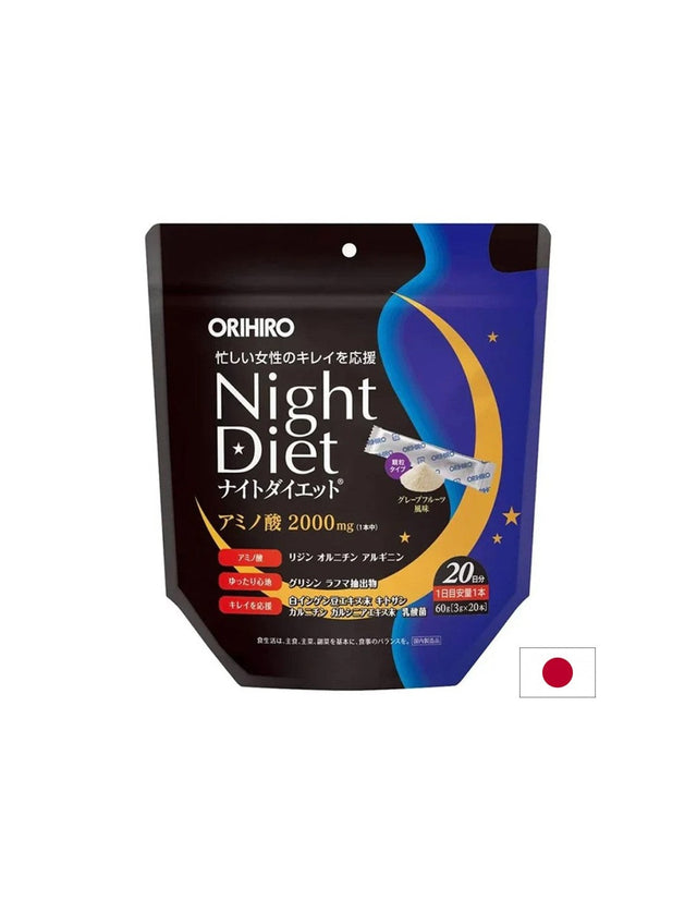 Night Diet - Контрол на теглото с аминокиселини и пробиотици – вечерна формула, 20 сашета  Orihiro - Nutra Best Bulgaria