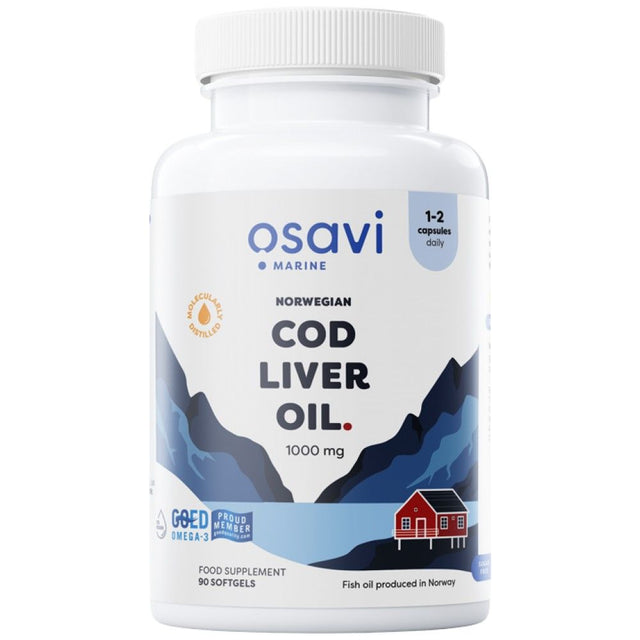 Norwegian Cod Liver Oil 1000 mg | Lemon Flavored - 90 Гел капсули  Osavi - Nutra Best Bulgaria