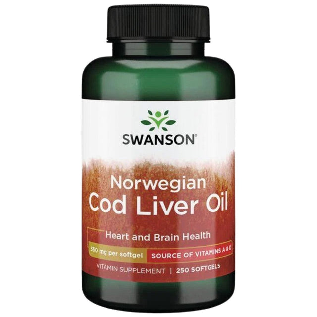 Norwegian Cod Liver Oil 350 mg 250 Гел капсули  Swanson - Nutra Best Bulgaria