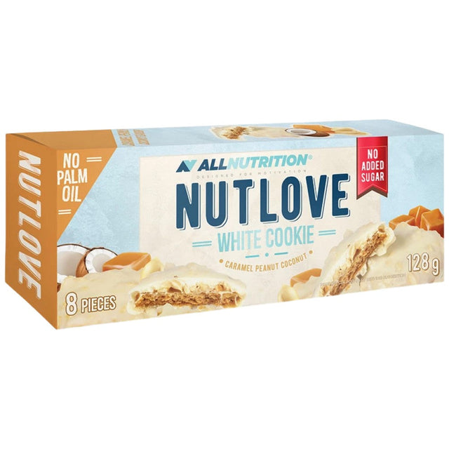 NutLove White Cookie | Caramel, Peanut & Coconut - 128 грама  AllNutrition - Nutra Best Bulgaria