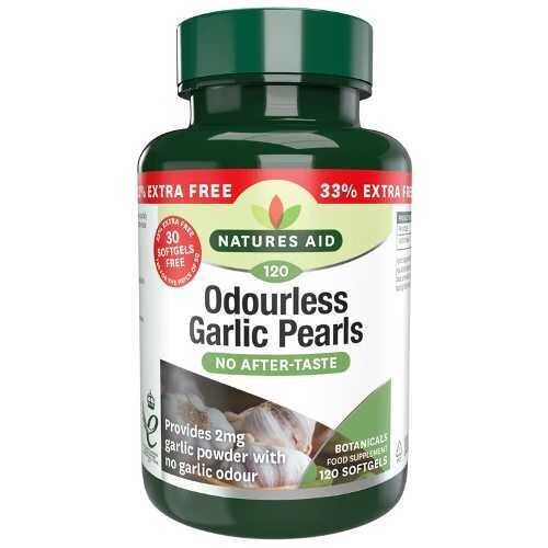 Чесън без мирис перли (Odourless Garlic Pearls) 120 меки капсули NaturesAid  Natures Aid - Nutra Best Bulgaria