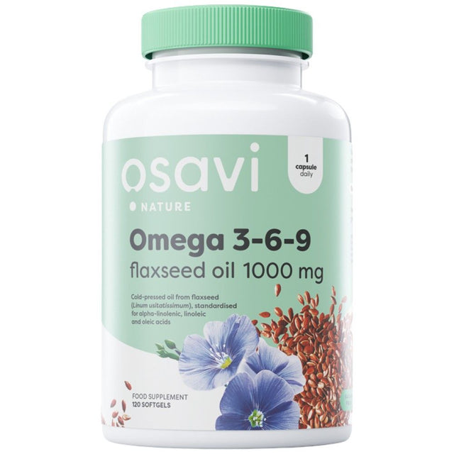 Omega 3-6-9 Flaxseed Oil 1000 mg - 120 Гел капсули  Osavi - Nutra Best Bulgaria